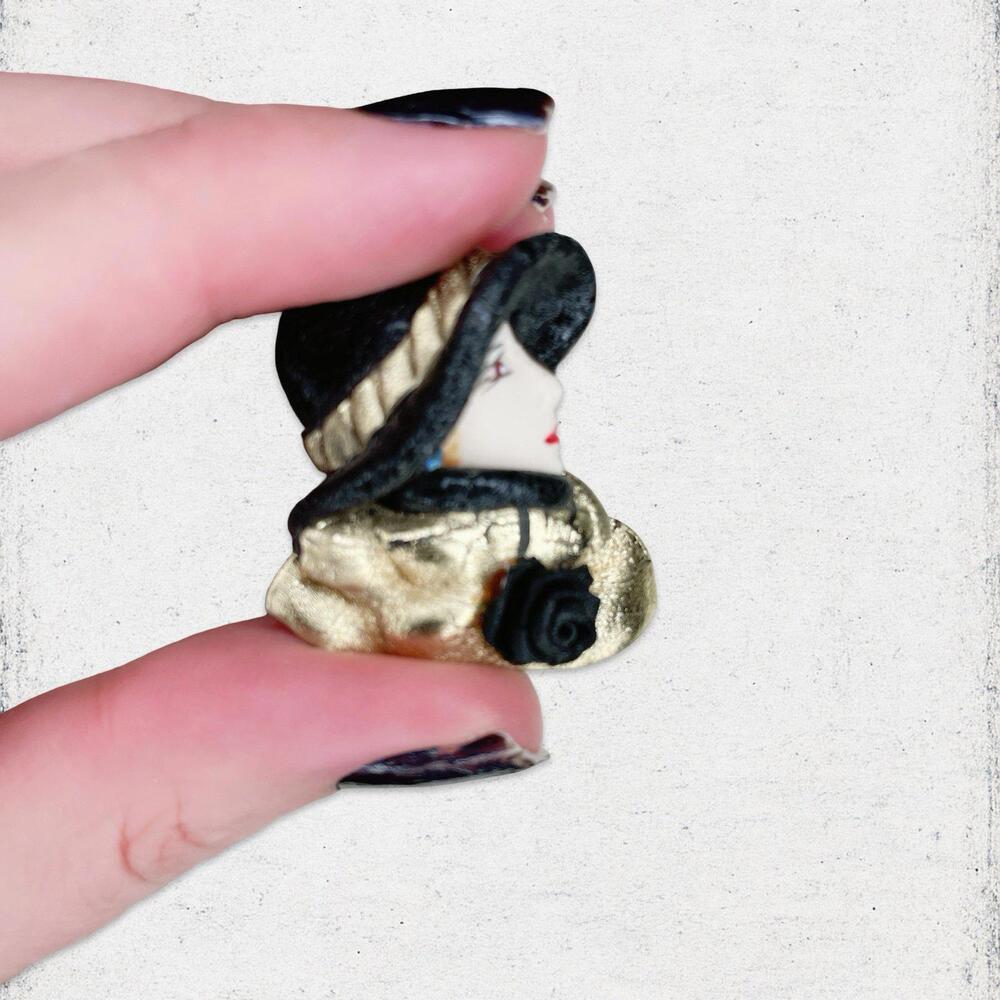 11. Handmade Vintage Ladyface Brooch